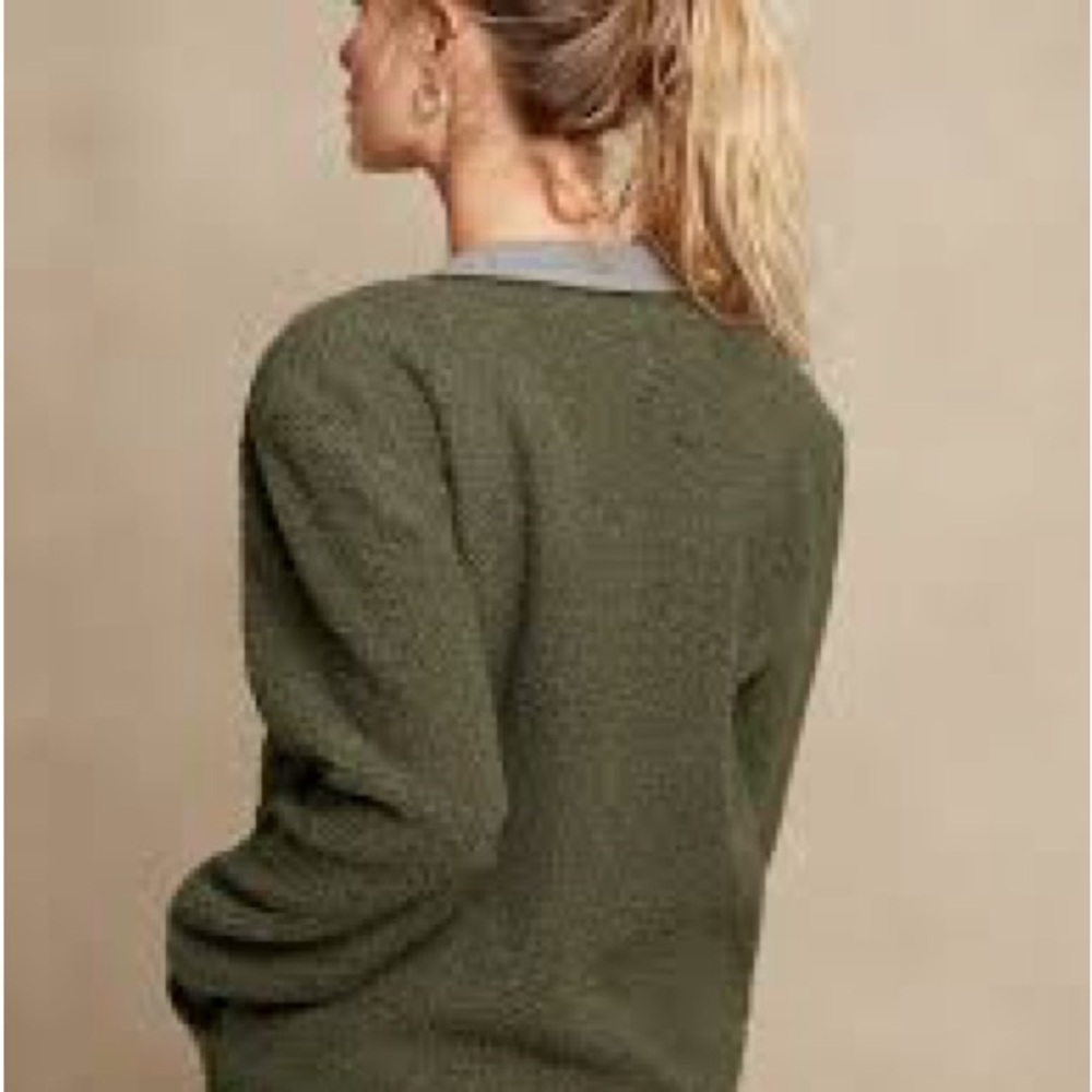Banana Republic Cassia Sherpa Bomber Jacket Olive Green size L - Picture 3 of 7